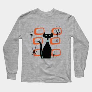 Retro Cat Sitting in front of MCM Artwork Long Sleeve T-Shirt